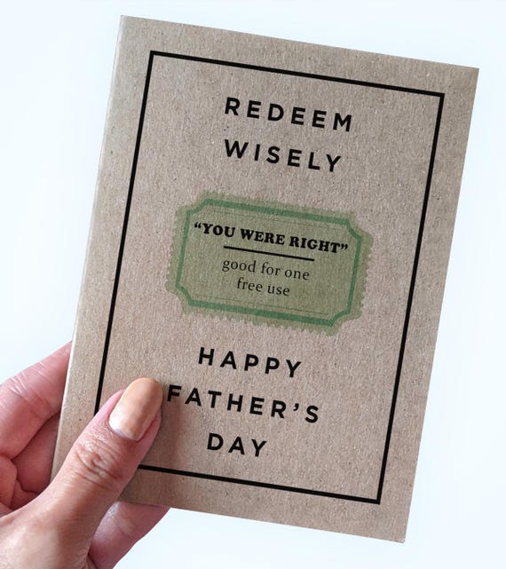 Father's Day Coupon Card For Husband - You Were Right Couple - Sarcastic Father's Day Card From Wife or Partner - Funny Father's Day Cards