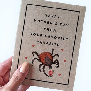 Carte de fête des mères sarcastique d'un enfant, bonne fête des mères de la part de votre parasite préféré, carte de fête des mères drôle, carte de fête des mères de belle-mère