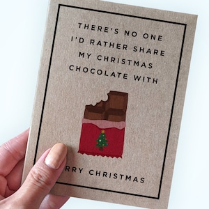 Carte de voeux de Noël en chocolat - Il n'y a personne avec qui je préfère partager mon chocolat de Noël - Carte de Noël cadeau chocolat pour lui