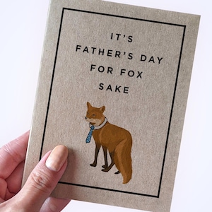 Carte de fête des pères Fox Pun - C'est la fête des pères pour l'amour de Fox - Carte de fête des pères amusante - Cartes de fête des pères en papier recyclé Fête des pères 2025