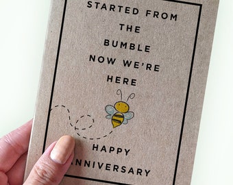 Started From The Bumble Now We're Here - Online Dating Anniversary Card - Bumble Anniversary Card - Dating App Anniversary Card
