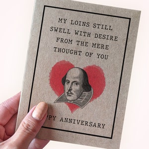 Silly Shakespeare Anniversary Card For Wife,My Loins Still Swell With Desire From The Mere Thought of You, Suggestive Anniversary For Her