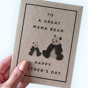 Carte de fête des mères maman ours - À une super maman ours - Bonne fête des mères - carte pour maman - Cartes de fête des mères avec des ours panda