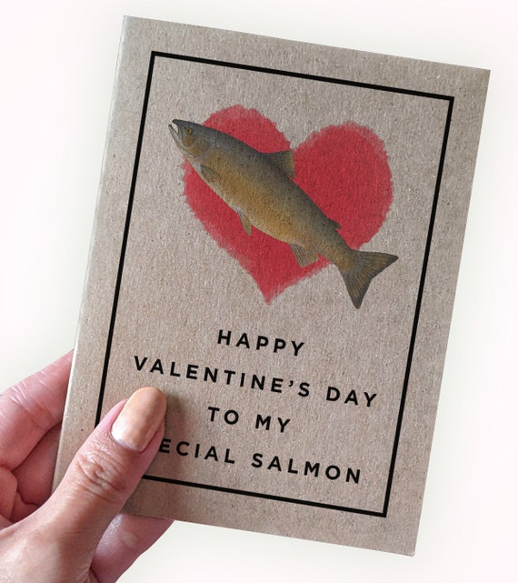 Funny Fish Valentine's Card Salmon Pun Happy Valentine's Day to My