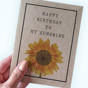Joyeux anniversaire à mon soleil - carte d'anniversaire tournesol - carte d'anniversaire fleurs - carte pour femme - carte pour mari - carte pour mère