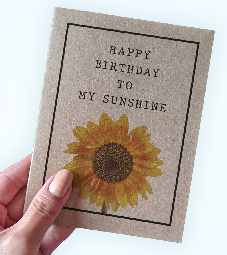 Happy Birthday To My Sunshine Sunflower Birthday Card Flowers Birthday Card Card for Wife Card for Husband Card for Mother image 1