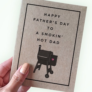 Joyeuse fête des pères à un père qui fume - carte de fête des pères pour mari - carte de fête des pères pour amateur de barbecue - carte pour papa