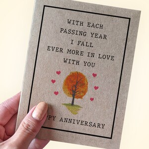 Carte d'anniversaire d'automne pour mari, carte d'anniversaire de mariage d'automne, chaque année, je tombe de plus en plus amoureux de vous pour ma femme