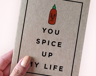 Spicy Valentine's Card - You Spice Up My Life - Pun Anniversary Card - Joke Valentine's - A2 Greeting Card - Kraft Card - Card For Lovers