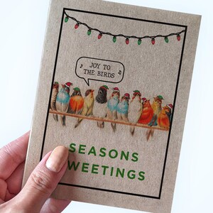Carte de vœux sur le thème des oiseaux - Tweets des saisons - Carte de vœux drôle d'oiseau - Carte de jeu de mots oiseau pour Noël - Carte en kraft recyclé - Carte pour la famille