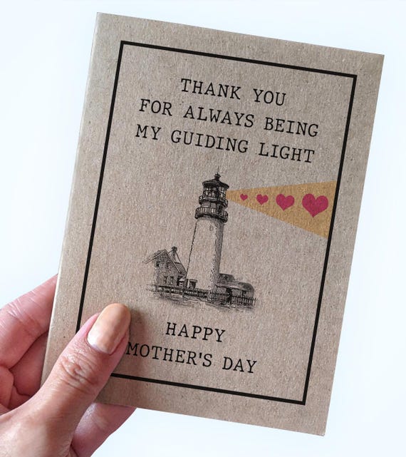 Lovely Mother's Day Card, Thank You For Always Being My Guiding Light, Cute Mother's Day Card, 2025 Mother's Day Cards, Recycled