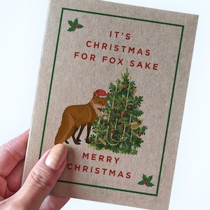 Carte de Noël rigolote avec renard - C'est Noël pour l'amour du renard - Joyeux Noël - Cartes de vœux rigolotes - Cartes de Noël rigolotes - Cartes de famille
