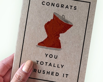 Congrats You Totally Crushed It Grad Card - Pun Graduation Card - A2 Greeting Card - Recycled Kraft Card