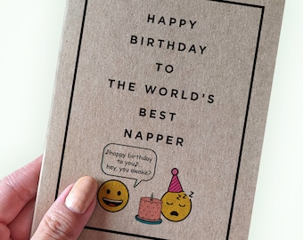 Funny Birthday Card for Serial Napper - Happy Birthday To The World's Best Napper - Card for Husband - Boyfriend - Wife - Eco Friendly Card
