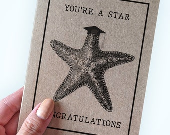 You're A Star - Congratulations - Starfish Graduation Card For Son or Daughter - Friend Graduation Card - High School Graduation Cards