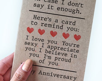 Carte d'anniversaire - douce carte d'anniversaire - carte de jour d'anniversaire romantique - carte pour mari - carte pour femme