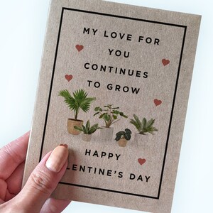 Carte végétale de la Saint-Valentin - Joli jeu de mots pour la Saint-Valentin - Mon amour pour vous continue de croître - Carte végétale de la Saint-Valentin - Carte pour les gens des plantes