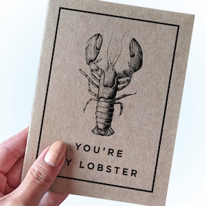 Carte d'anniversaire de jeu de mots de homard - Vous êtes mon homard - jolie carte d'anniversaire - carte d'anniversaire pour BF - carte de voeux A2 - carte Kraft