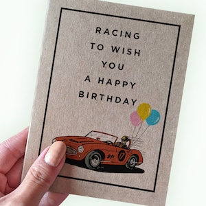 Carte d'anniversaire de fan de course - Racing To Wish You a Happy Birthday - carte d'anniversaire de voiture de course - carte de fan de Formule 1, carte de fan de course Nascar