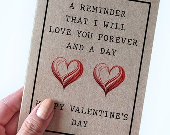 A Reminder That I Will Love You Forever and A Day - Husband Valentine's Day Card - Wife Valentine's Day Card - Romantic Valentine's Card