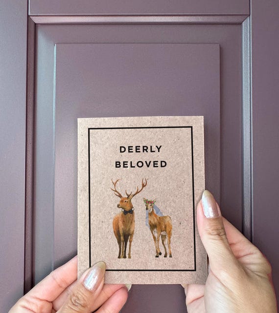Deerly Beloved Wedding Card - Animal Pun Wedding For Newlyweds - Cute Fun Marriage Card - Silly Wedding Cards - Fun Wedding Cards