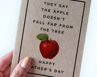 Sweet Father's Day Card - They Say The Apple Doesn't Fall Far From The Tree - Kraft A2 Card - Happy Father's Day - Retro Style Image