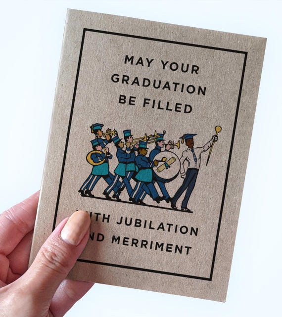 Merriment Grad Card, May Your Graduation Be Filled With Jubilation And Merriment, Television Show Graduation Card,Marching Band Graduation