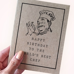 Carte d'anniversaire pour gourmets - Joyeux anniversaire au meilleur chef du monde - Carte d'anniversaire de chef - Cartes d'anniversaire pour cuisiniers - Carte d'anniversaire pour chefs cuisiniers