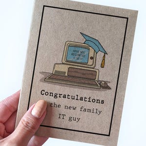 Carte drôle de remise des diplômes en informatique, Félicitations au nouveau gars de l'informatique, carte de remise des diplômes humour, diplômé CompSci, diplôme CS, MSc