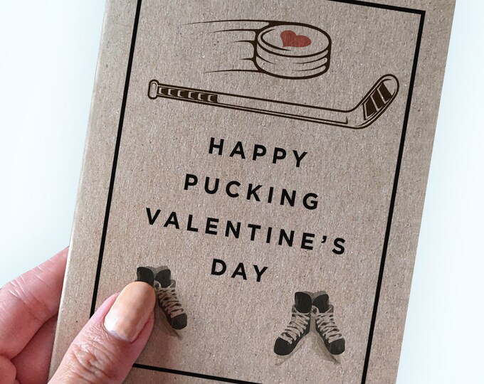 Hockey Valentines Day Card - Happy Pucking Valentine's Day - Husband Valentines - Boyfriend Valentines - Eco Friendly