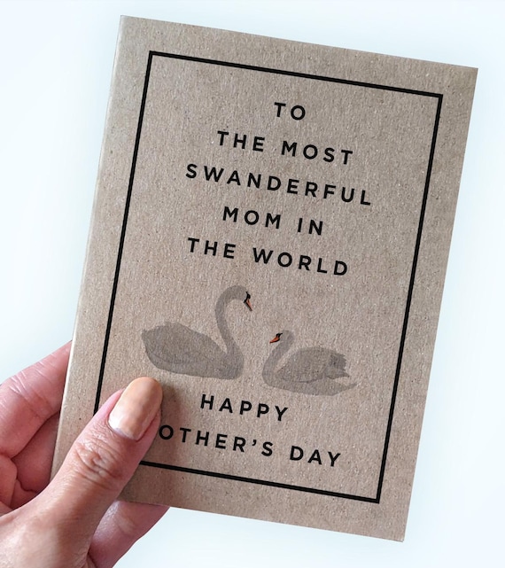 To The Most Swanderful Mom In The World, Pun Mother's Day Card, Cute Mother's Day Cards, Lovely Mother's Day Card, Swan Mother's Day Card