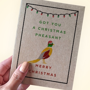 Carte de vœux faisan - vous avez un faisan de Noël - carte de Noël drôle de jeu de mots - carte de jeu de mots pour cadeau de Noël - carte de jeu de mots cadeau de vacances