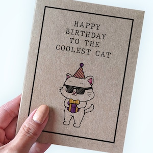 Carte d'anniversaire chat cool - Joyeux anniversaire au chat le plus cool - Carte d'anniversaire pour enfant - Carte d'anniversaire pour amis