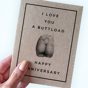 Je t'aime un cul - joyeux anniversaire - carte d'anniversaire drôle pour mari ou femme - carte de voeux A2 - cartes de voeux recyclées