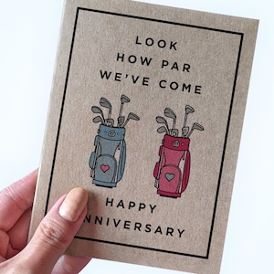 Golf Themed Anniversary Card For Boyfriend, Cute Golf Anniversary Card For Girlfriend, Golf Pun Look How Par We've Come, Husband Anniversary