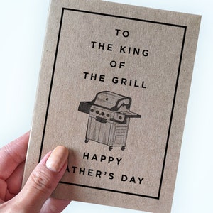 Carte de fête des pères barbecue - Joyeuse fête des pères au roi du grill - carte de barbecue pour papa - carte Kraft A2 - carte de fête des pères à offrir