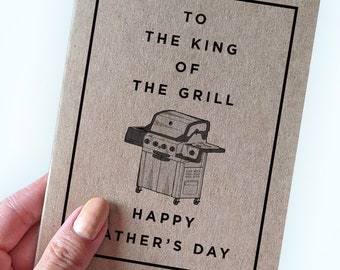 Barbecue Father's Day Card - To the King of the Grill Happy Father's Day - BBQ Card for Dad - Kraft A2 Card - Father's Day Card for Gift