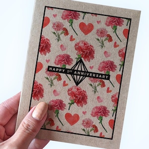 Fleur d'oeillet - carte d'anniversaire de première année - carte d'anniversaire de première année - carte pour femme - carte pour mari - jolies cartes d'anniversaire