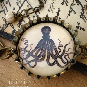 bottlecaps upcycling bracelet octupus "kira" , recycling bracelet, vintage bracelet, bottlecaps jewellery, vintage octopus, hippie bracelet