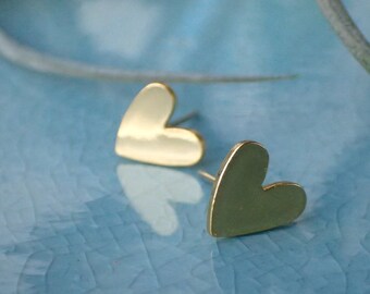 HEART stud earrings gold plated, heart to give as a gift, earrings gold heart,