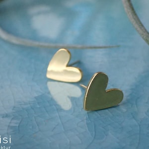 HEART stud earrings gold plated, heart to give as a gift, earrings gold heart,