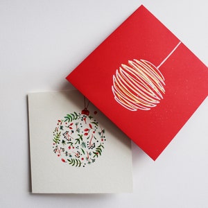 Original Hand Painted Watercolour Christmas Card Xmas Christmas Bauble Greeting Cards Holiday Cards Unique Individual image 3