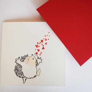Carte de Saint-Valentin aquarelle originale peinte à la main | Bulles | Coeurs | Romance | Rouge | Uniques | Particulier | Mignon