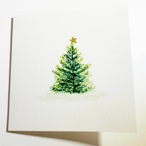 Carte de Noël aquarelle originale peinte à la main | Noël | Cartes de vœux | Cartes de vacances | Arbre de Noël | Unique | Individuel