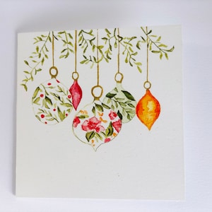 Original handgemalte Aquarell-Weihnachtskarte | Weihnachten | Weihnachtskugeln | Grußkarten | Weihnachtskarten | Individuell