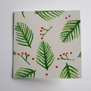 Carte de Noël aquarelle originale peinte à la main | Noël | Art botanique | Fruits rouges | Cartes de voeux | Cartes de vœux | Uniques | Individuel