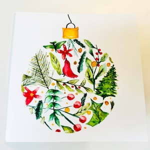 Original handgemalte Aquarell-Weihnachtskarte | Weihnachten | Weihnachtskugel | Grußkarten | Weihnachtskarten | Unikat | Individuell |