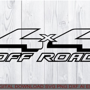 Pode incluir: Design gráfico preto e branco do texto "4x4 Off Road" com uma fonte estilizada.