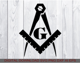 Mason square and compass SVG Download, svg png ai eps dxf, compatible all Cutters, Printers, CNC Routers using any of the listed file types