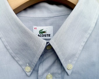 Gray Cotton Shirt for Men  LACOSTE  Regular Fit  Long Sleeve  Size 45/XL